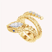 Marquise and Round Shape 0.90 Carat Lab Created Moissanite Snake Ring