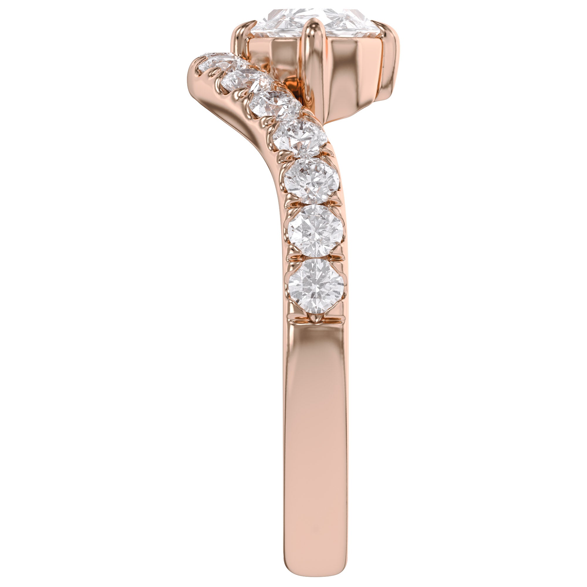 Marquise and Round Shape White Cubic Zirconia Engagement Rings