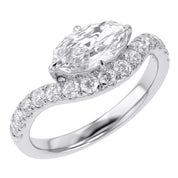 Marquise and Round Shape 1.52 Carat Lab Grown Diamond Engagement Rings