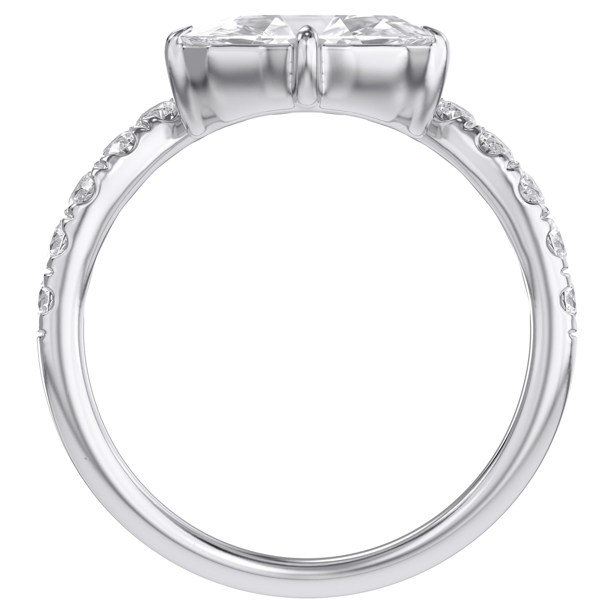 Marquise and Round Shape White Cubic Zirconia Engagement Rings