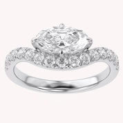 Marquise and Round Shape 1.52 Carat Lab Grown Diamond Engagement Rings