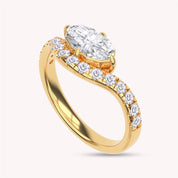 Marquise and Round Shape White Cubic Zirconia Engagement Rings
