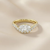 Marquise and Round Shape White Cubic Zirconia Engagement Rings