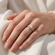 Marquise and Round Shape White Cubic Zirconia Engagement Rings