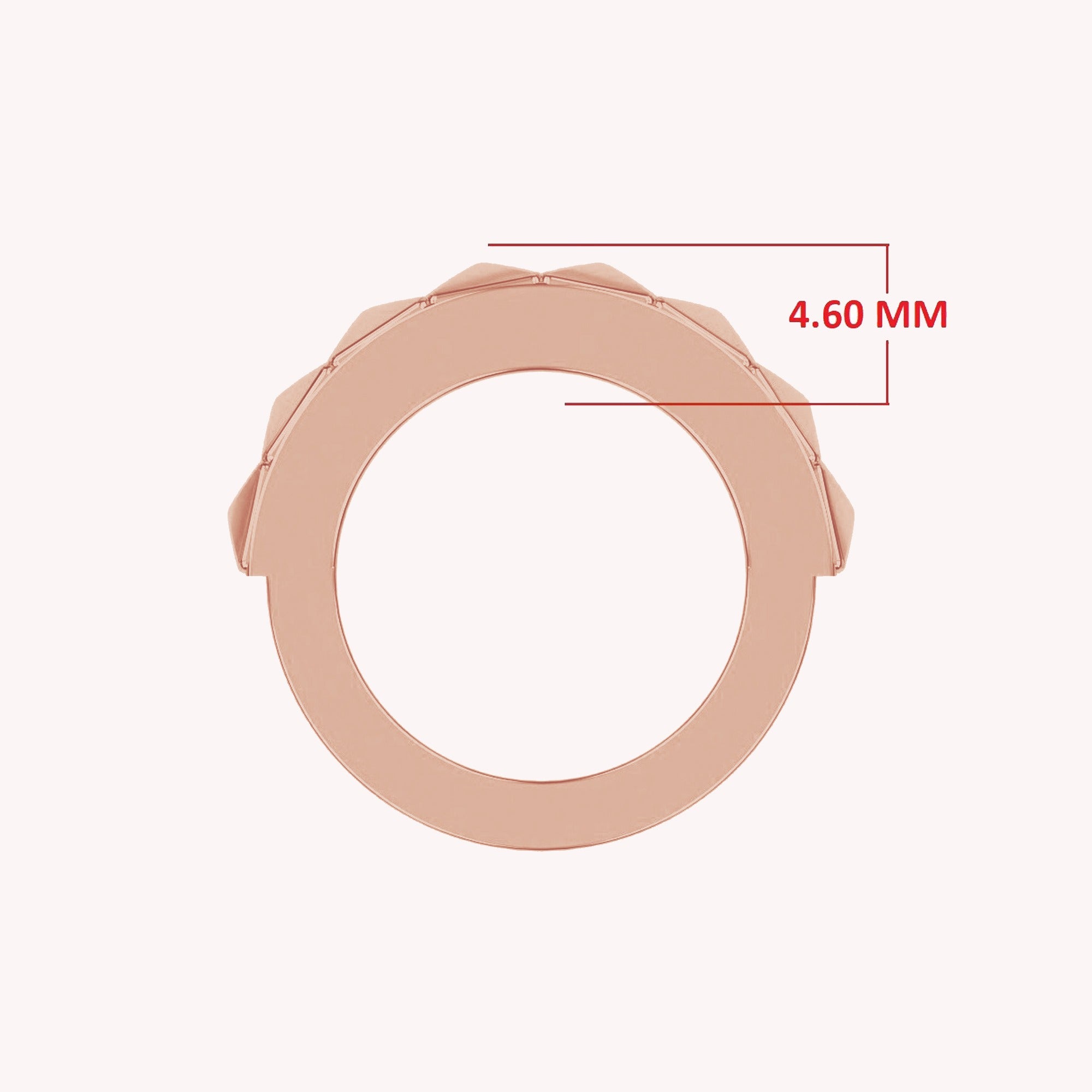 2-Row Wedding Band Pyramid Ring For Women, Pyramid Height 4.6MM
