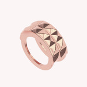 2-Row Wedding Band Pyramid Ring For Women, Pyramid Height 4.6MM