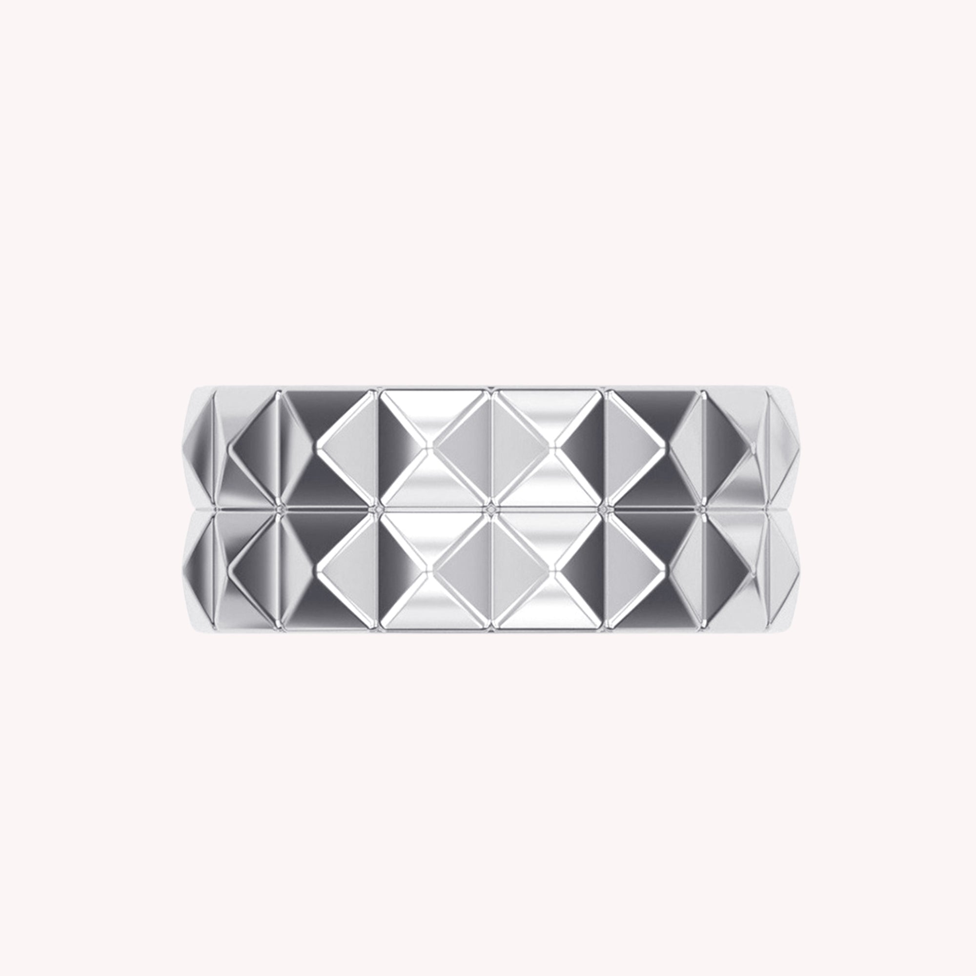 2-Row Wedding Band Pyramid Ring For Women, Pyramid Height 4.6MM