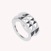 2-Row Wedding Band Pyramid Ring For Women, Pyramid Height 4.6MM