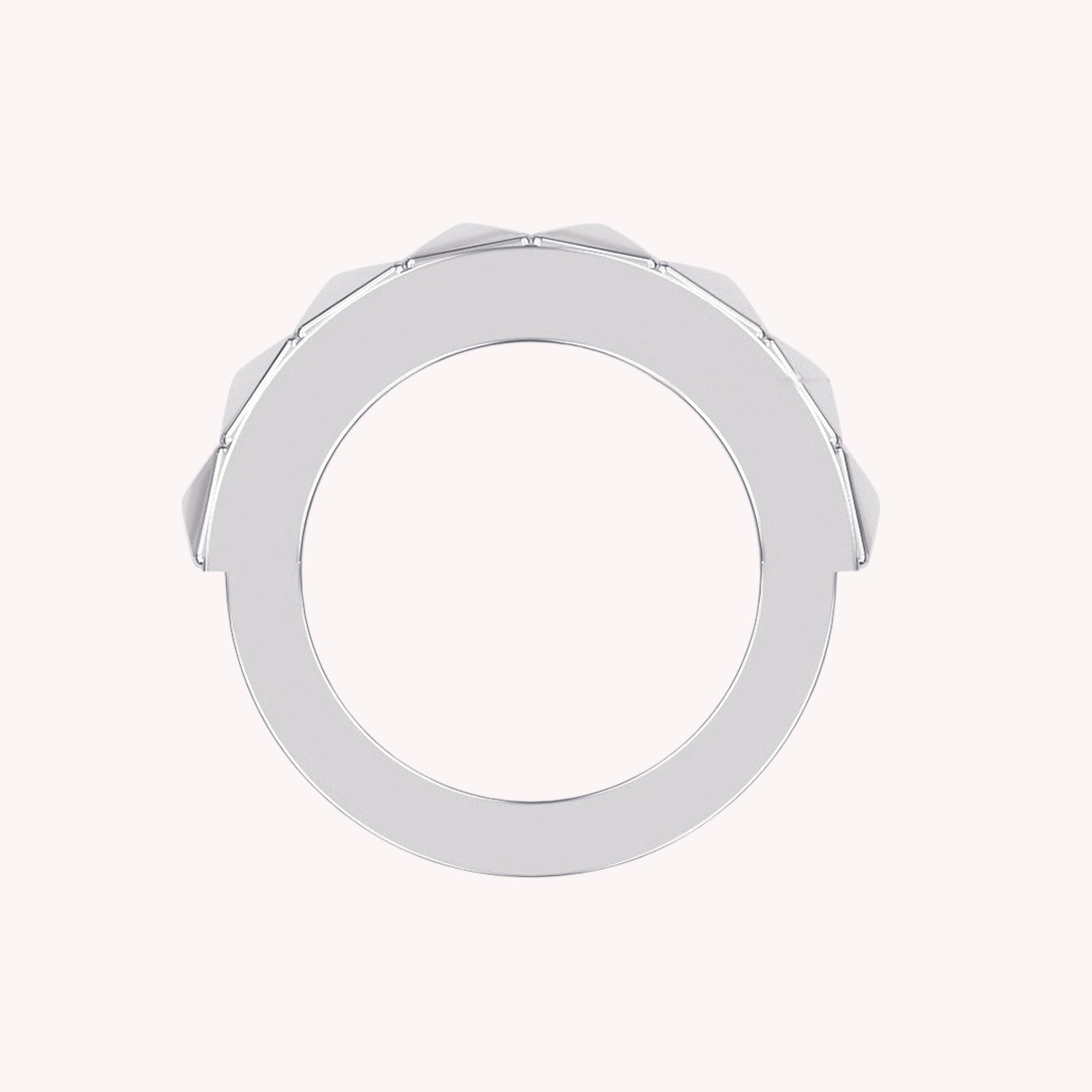 2-Row Wedding Band Pyramid Ring For Women, Pyramid Height 4.6MM