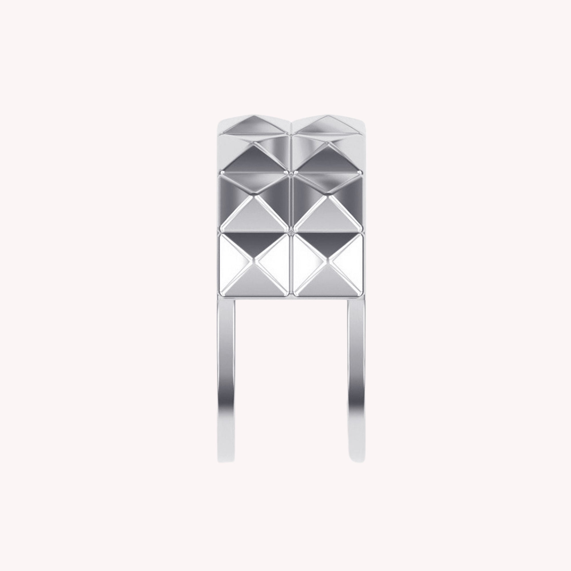 2-Row Wedding Band Pyramid Ring For Women, Pyramid Height 4.6MM
