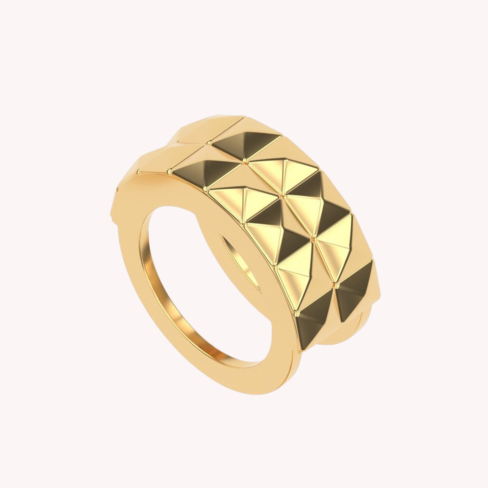 2-Row Wedding Band Pyramid Ring For Women, Pyramid Height 4.6MM