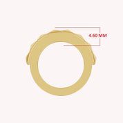 2-Row Wedding Band Pyramid Ring For Women, Pyramid Height 4.6MM