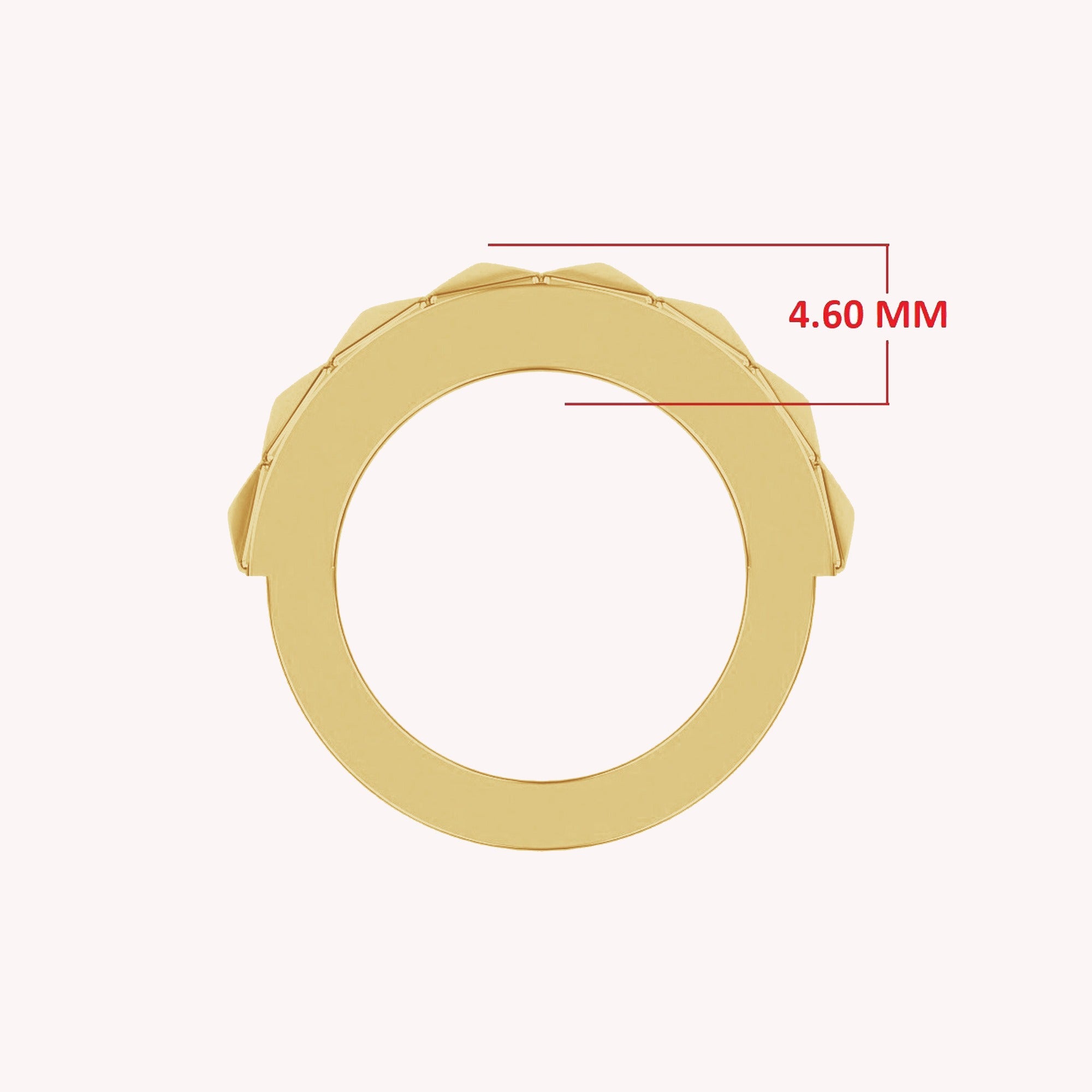 2-Row Wedding Band Pyramid Ring For Women, Pyramid Height 4.6MM