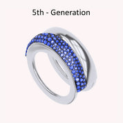 Simulated Blue Sapphire Luxury Oura Jacket Ring 5th - Generation