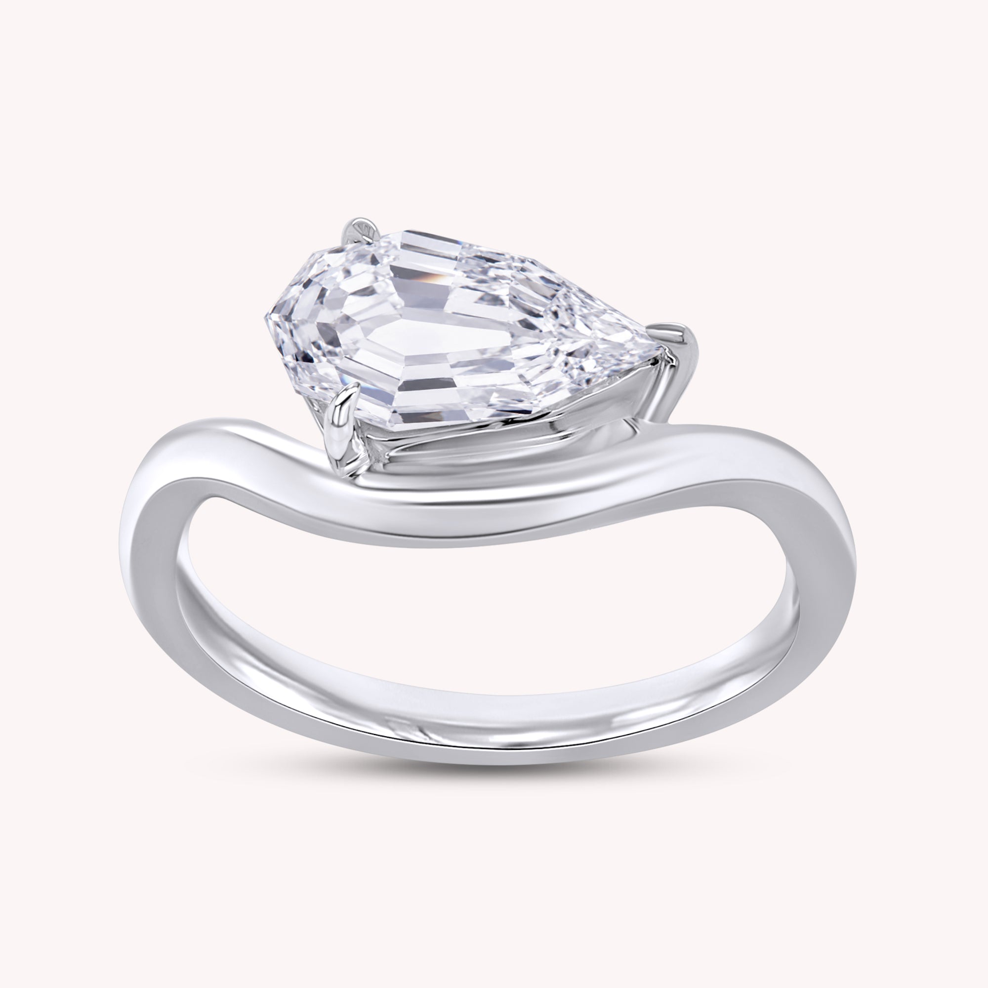 1.00 Carat Pear Shape Lab Grown Diamond Swirl Solitaire Ring