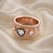 0.80 CT Heart Shape Lab Grown Diamond Vintage Cigar Band Ring
