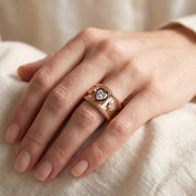 0.80 CT Heart Shape Lab Grown Diamond Vintage Cigar Band Ring