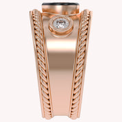 0.80 CT Heart Shape Lab Grown Diamond Vintage Cigar Band Ring