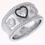 0.80 CT Heart Shape Lab Grown Diamond Vintage Cigar Band Ring