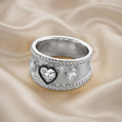 0.80 CT Heart Shape Lab Grown Diamond Vintage Cigar Band Ring