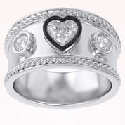 0.80 CT Heart Shape Lab Grown Diamond Vintage Cigar Band Ring