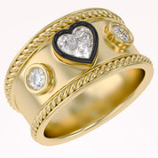 0.80 CT Heart Shape Lab Grown Diamond Vintage Cigar Band Ring