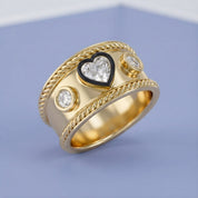 0.80 CT Heart Shape Lab Grown Diamond Vintage Cigar Band Ring
