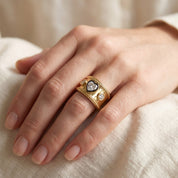 0.80 CT Heart Shape Lab Grown Diamond Vintage Cigar Band Ring
