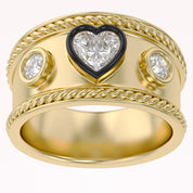 0.80 CT Heart Shape Lab Grown Diamond Vintage Cigar Band Ring