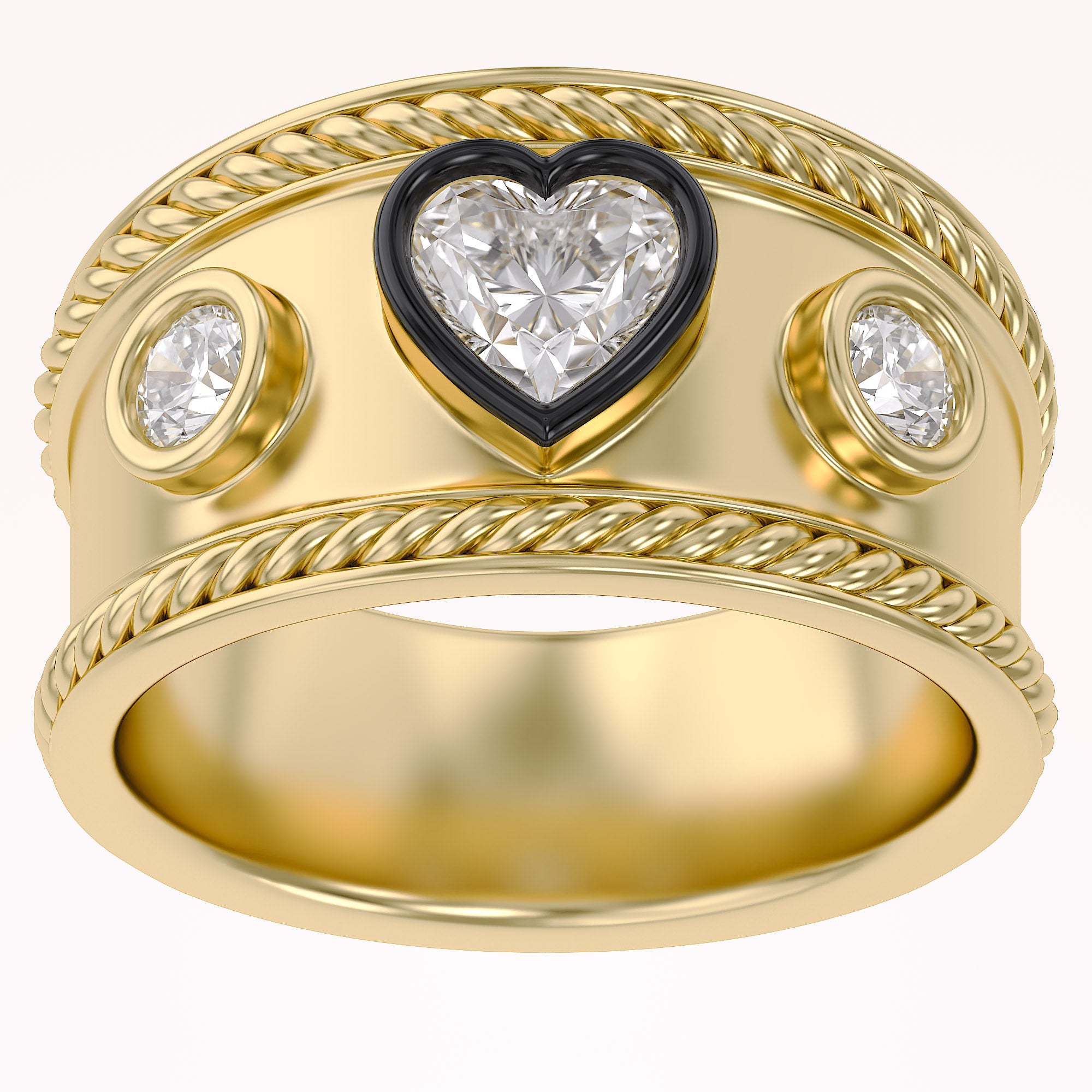 0.80 CT Heart Shape Lab Grown Diamond Vintage Cigar Band Ring
