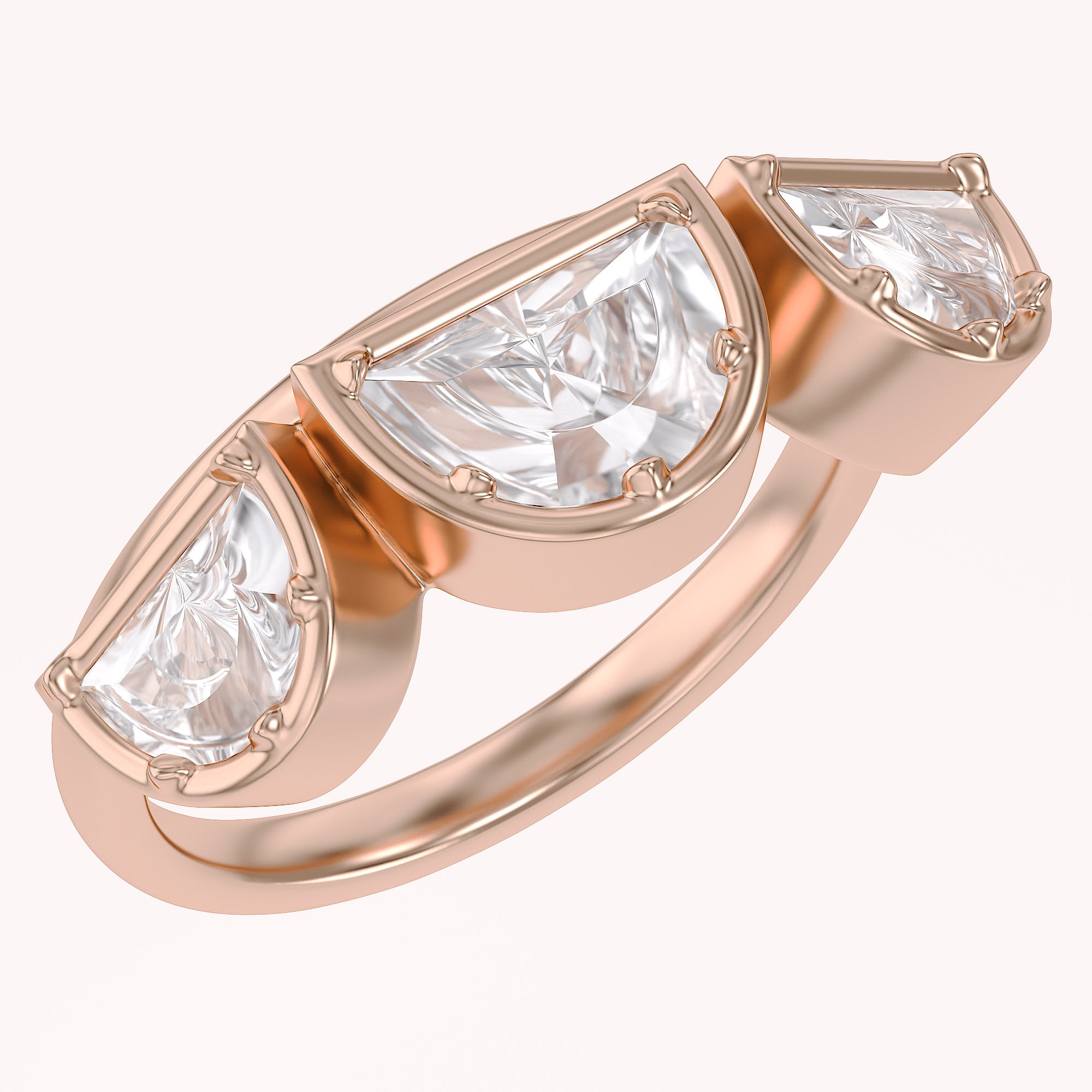 2.15 CT Fancy Cut Lab Grown Diamond Three-Stone Engagement Ring