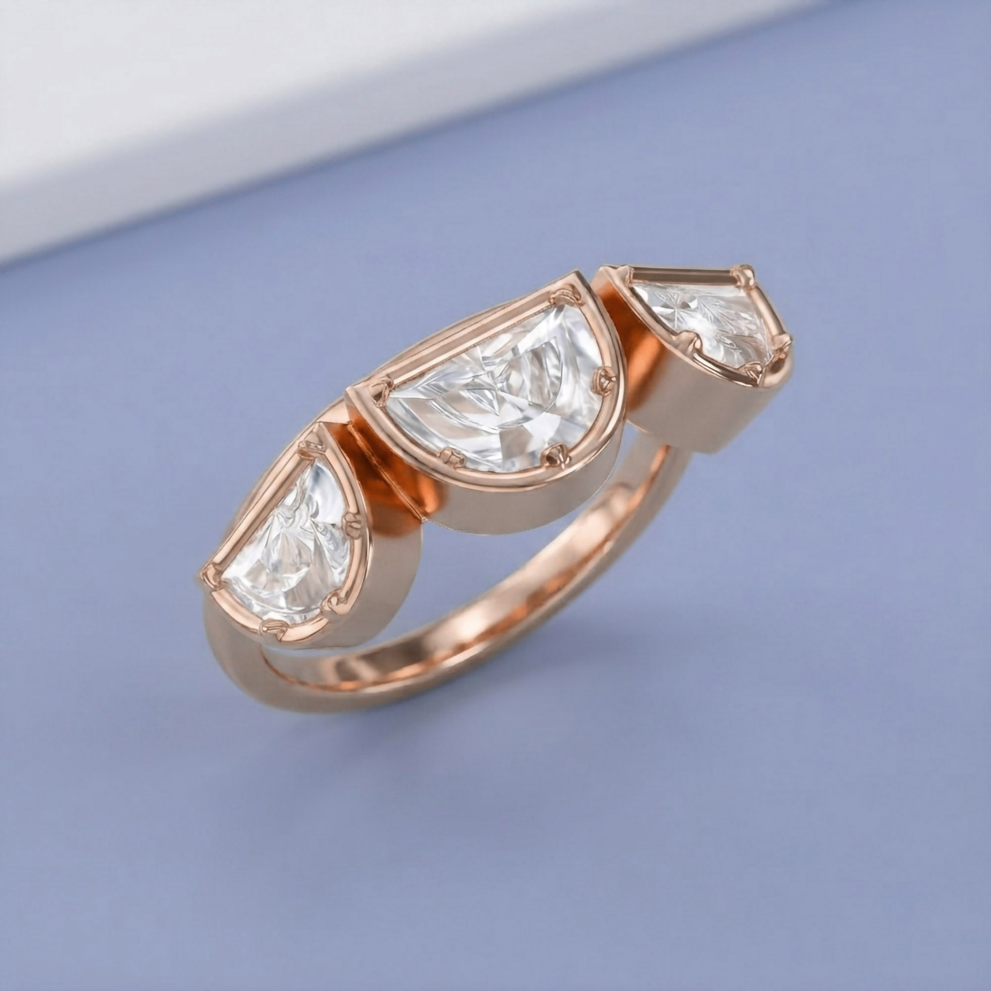 2.15 CT Fancy Cut Lab Grown Diamond Three-Stone Engagement Ring