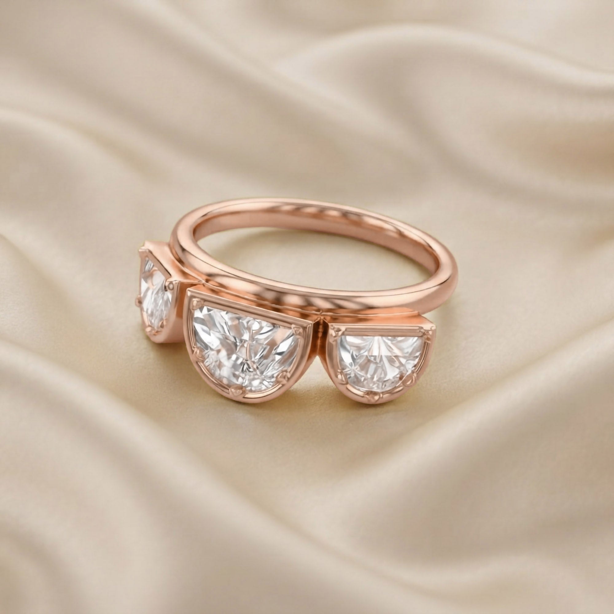 2.15 CT Fancy Cut Lab Grown Diamond Three-Stone Engagement Ring
