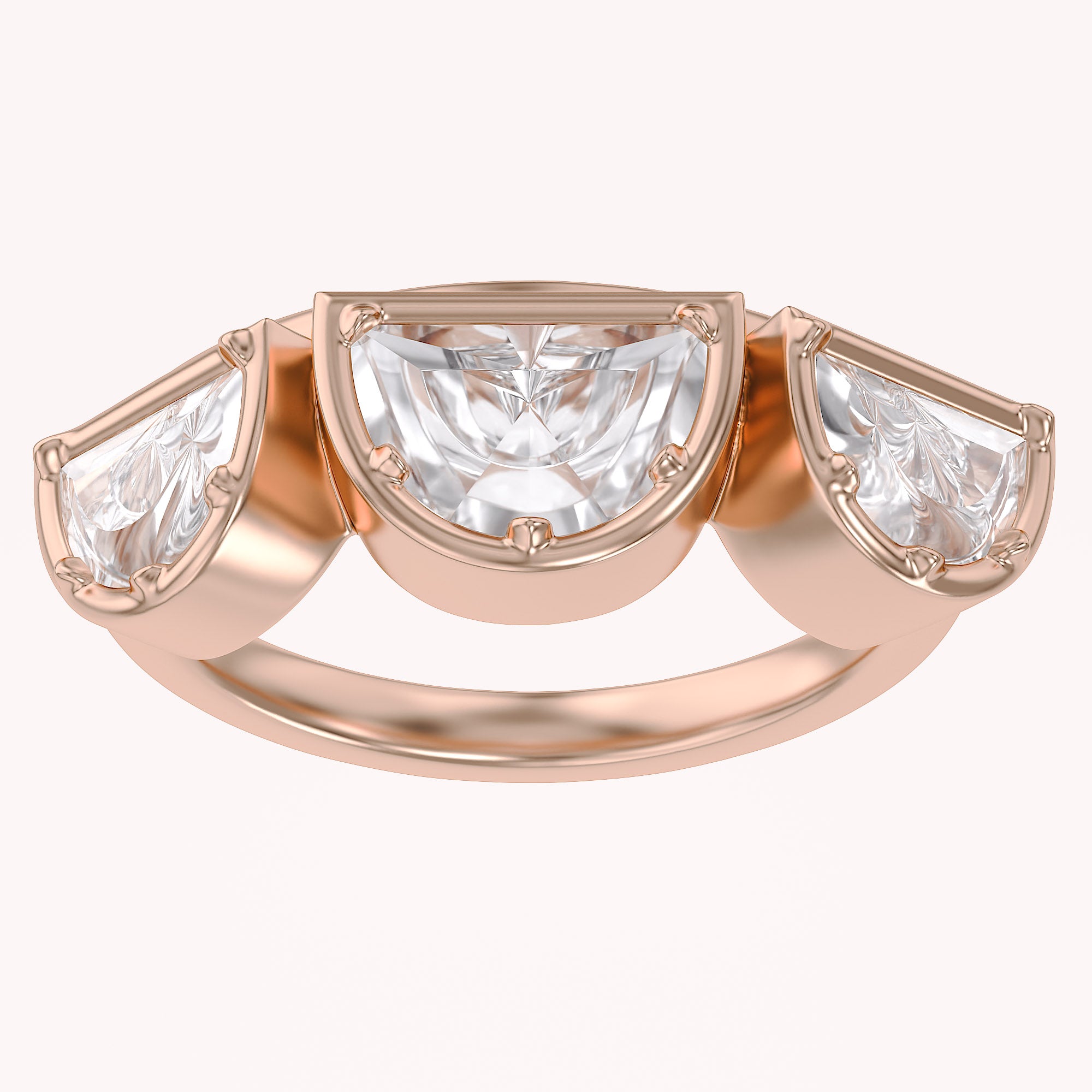 2.15 CT Fancy Cut Lab Grown Diamond Three-Stone Engagement Ring