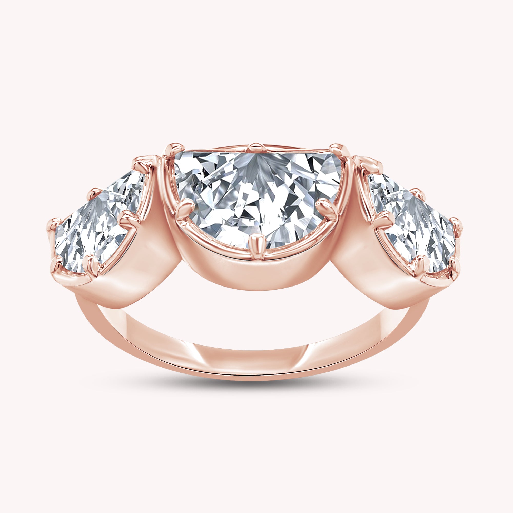 2.15 CT Fancy Cut Lab Grown Diamond Three-Stone Engagement Ring