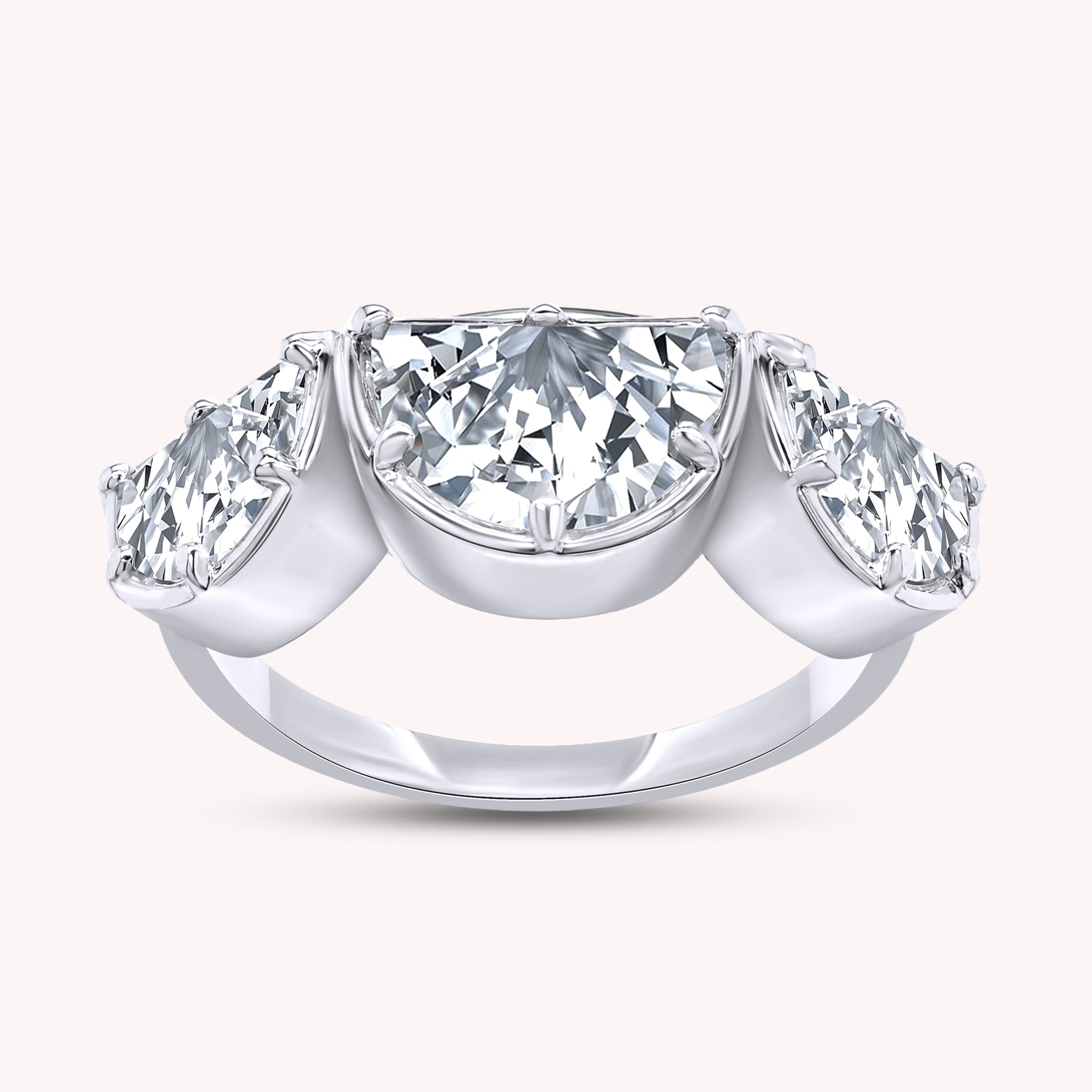 2.15 CT Fancy Cut Lab Grown Diamond Three-Stone Engagement Ring
