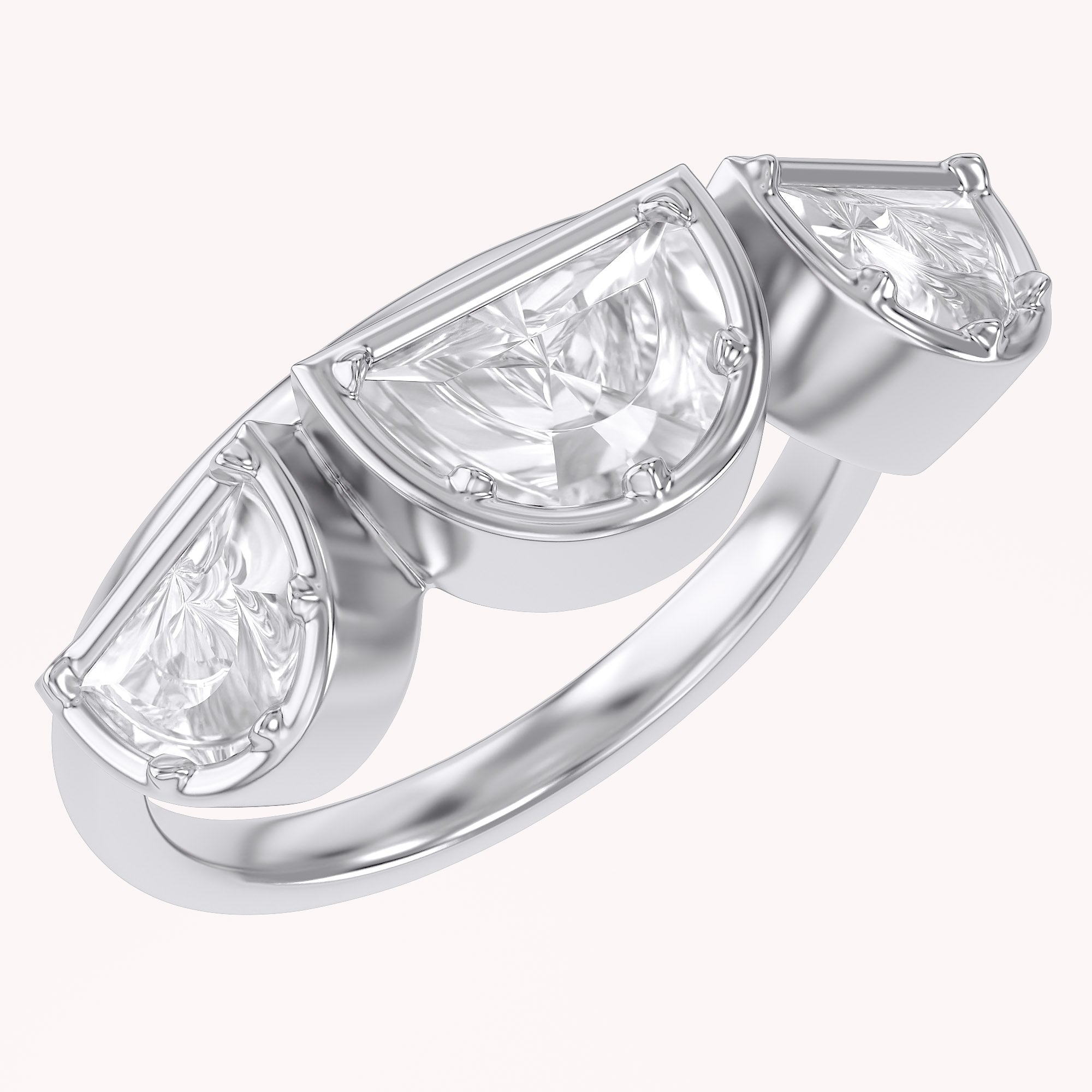 2.15 CT Fancy Cut Lab Grown Diamond Three-Stone Engagement Ring