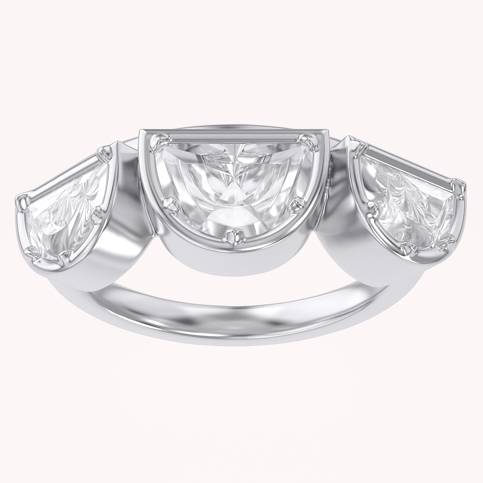 2.15 CT Fancy Cut Lab Grown Diamond Three-Stone Engagement Ring