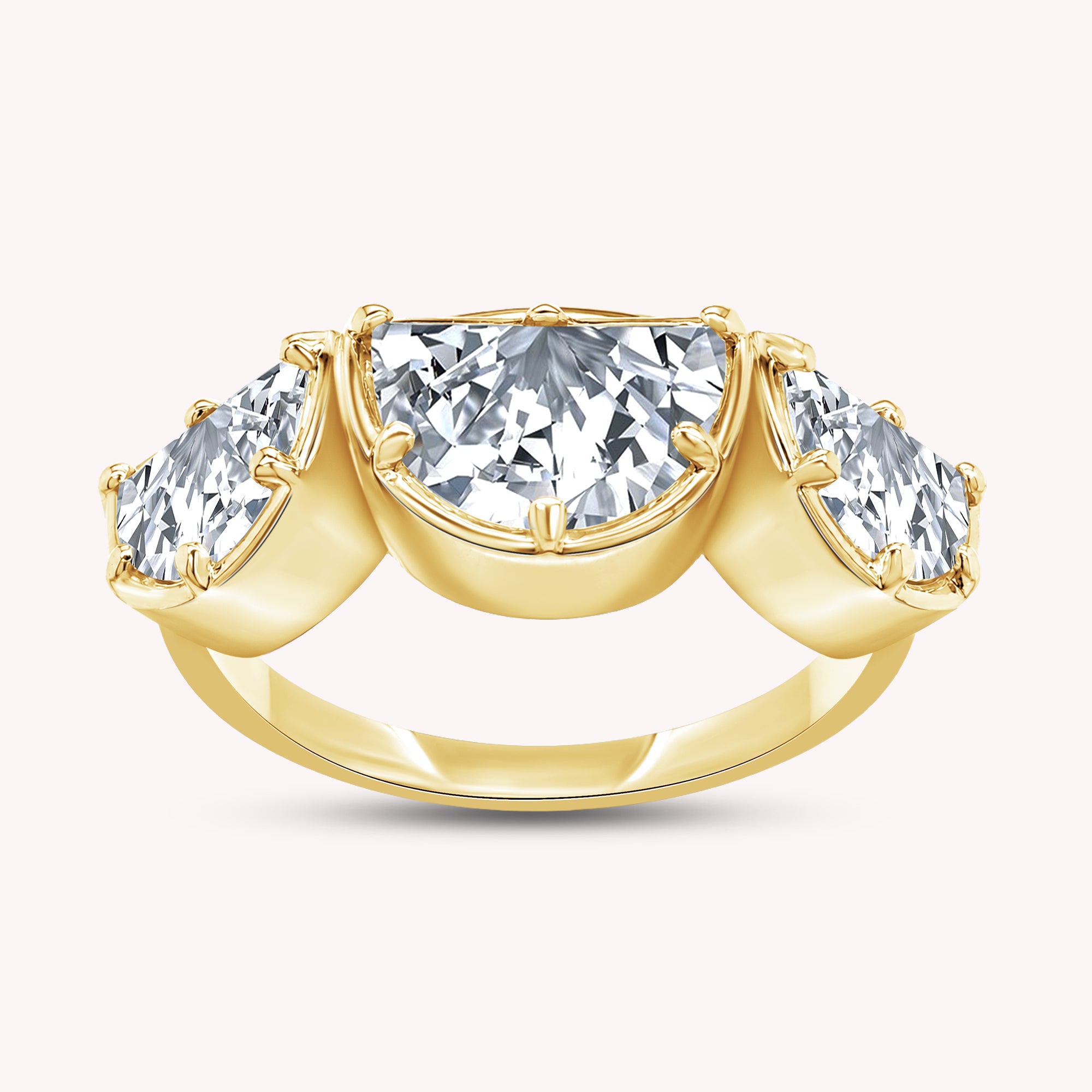 2.15 CT Fancy Cut Lab Grown Diamond Three-Stone Engagement Ring