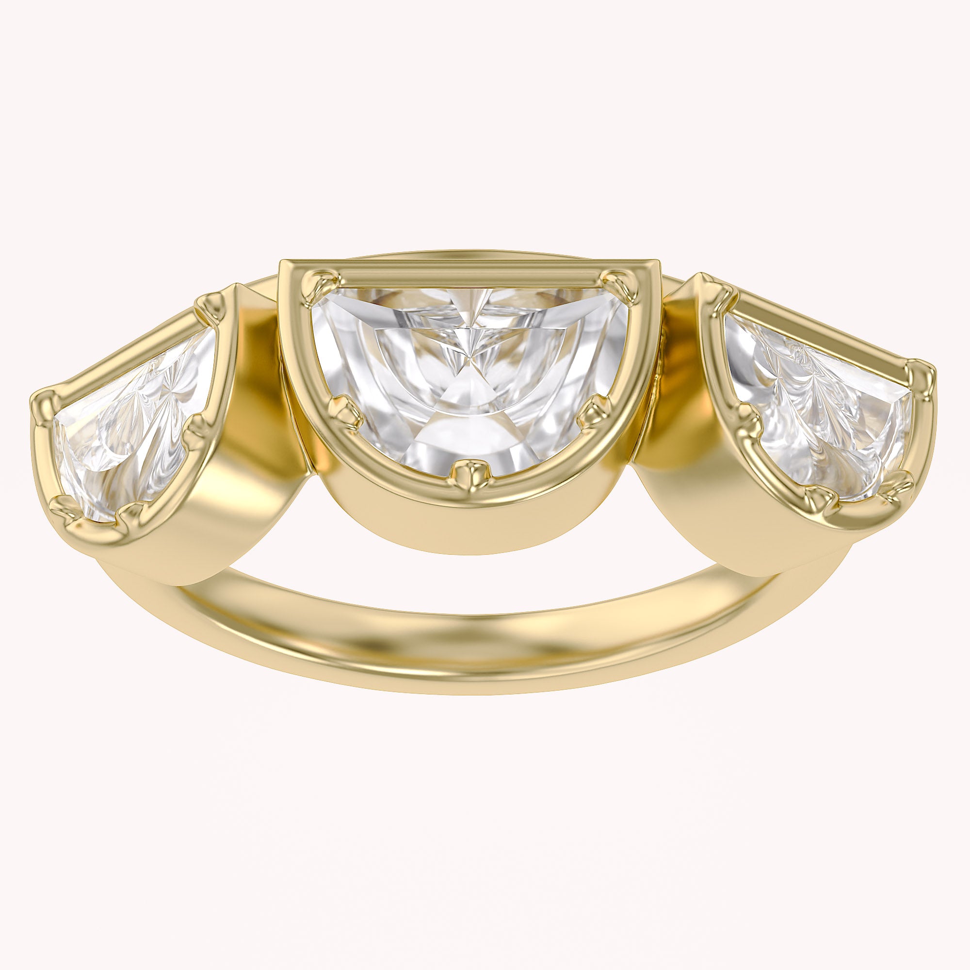 2.15 CT Fancy Cut Lab Grown Diamond Three-Stone Engagement Ring