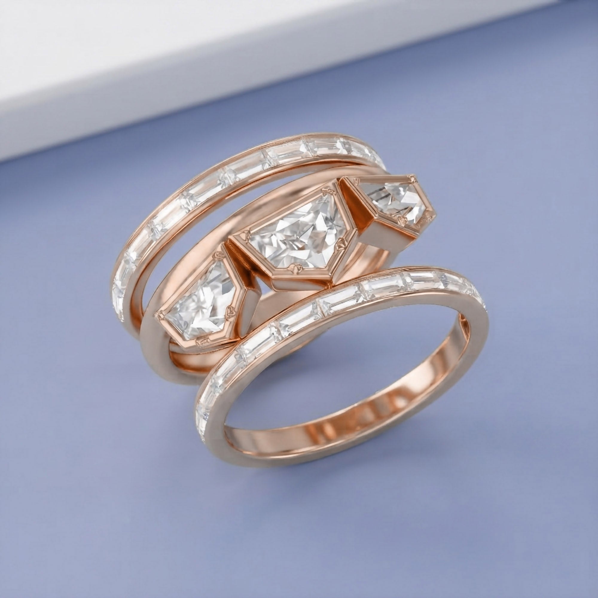 2.75 Carat Epaullete and Baguette Cut Lab Grown Diamond Oura Ring