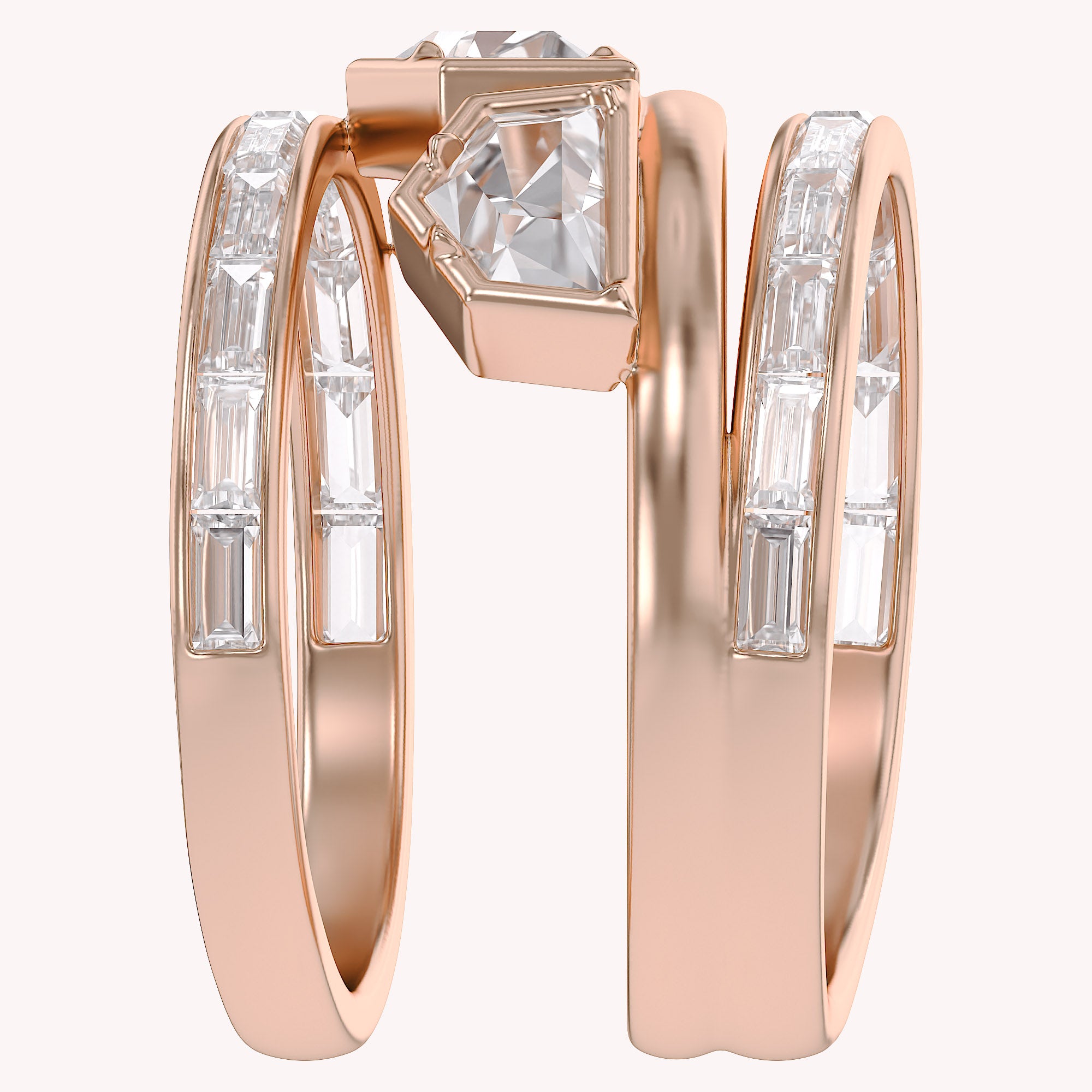 2.75 Carat Epaullete and Baguette Cut Lab Grown Diamond Oura Ring