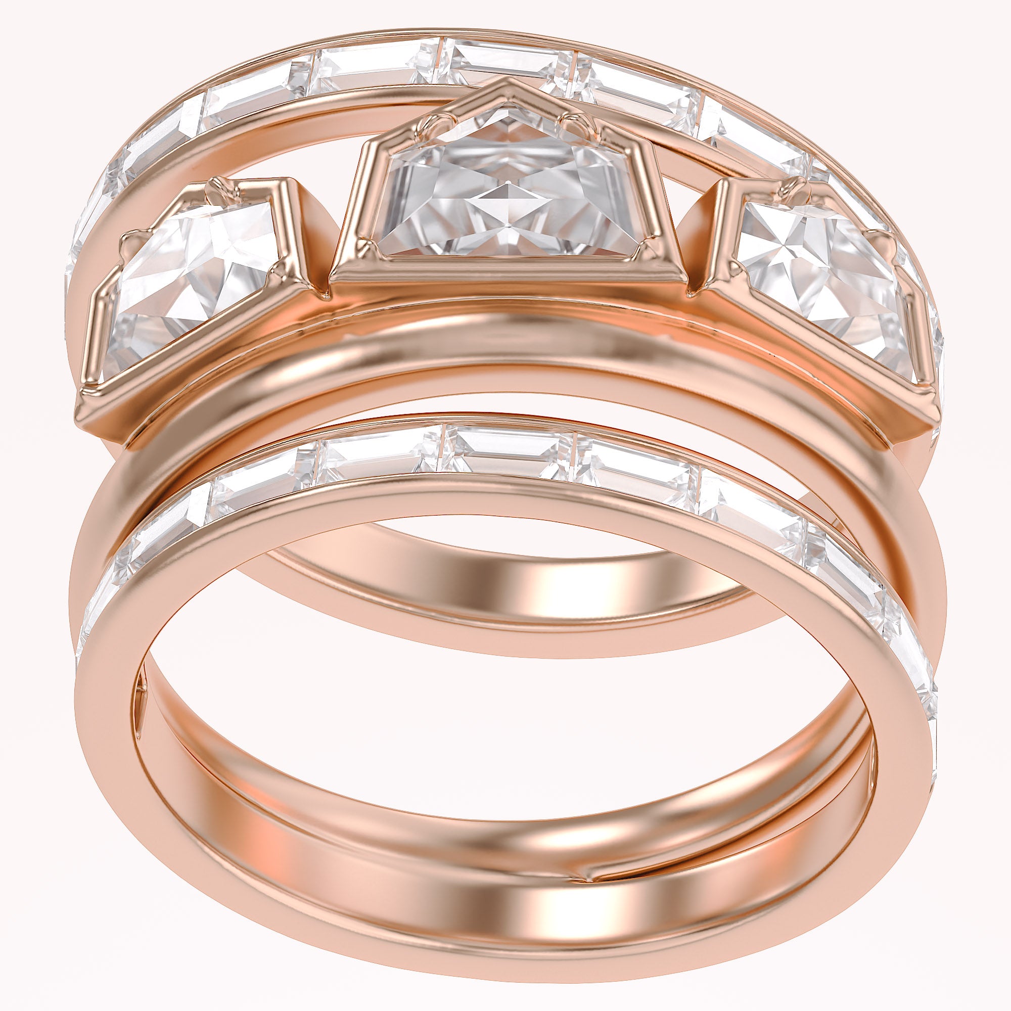2.75 Carat Epaullete and Baguette Cut Lab Grown Diamond Oura Ring