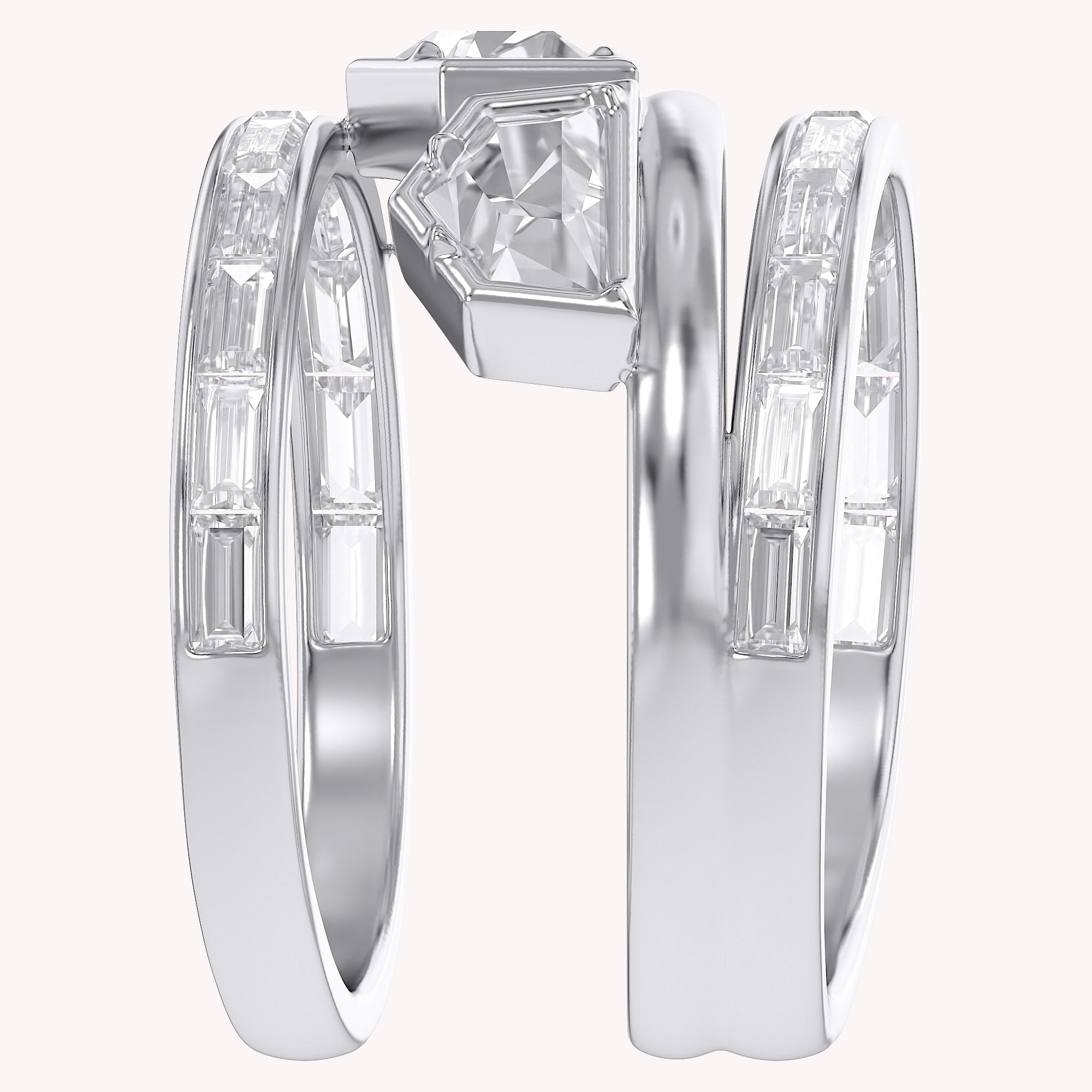 2.75 Carat Epaullete and Baguette Cut Lab Grown Diamond Oura Ring