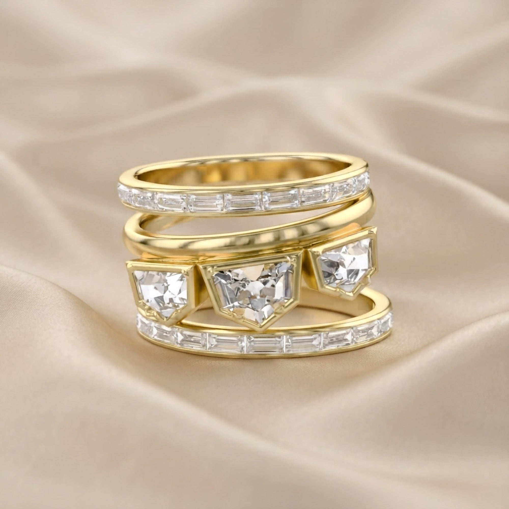 2.75 Carat Epaullete and Baguette Cut Lab Grown Diamond Oura Ring