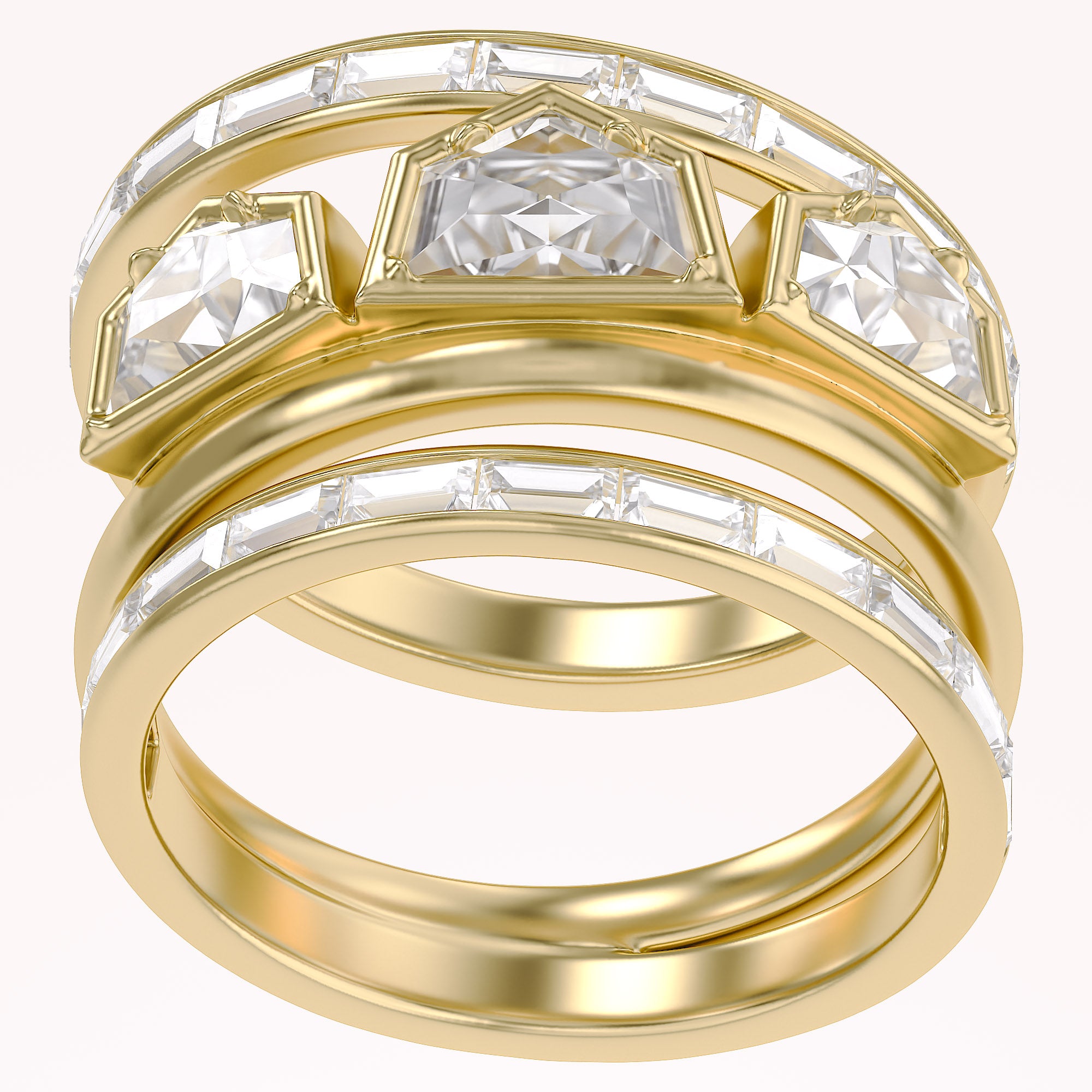 2.75 Carat Epaullete and Baguette Cut Lab Grown Diamond Oura Ring