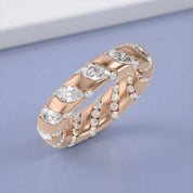 2.90CT Pear & Round Cut Lab Grown Diamond Interwoven Wedding band