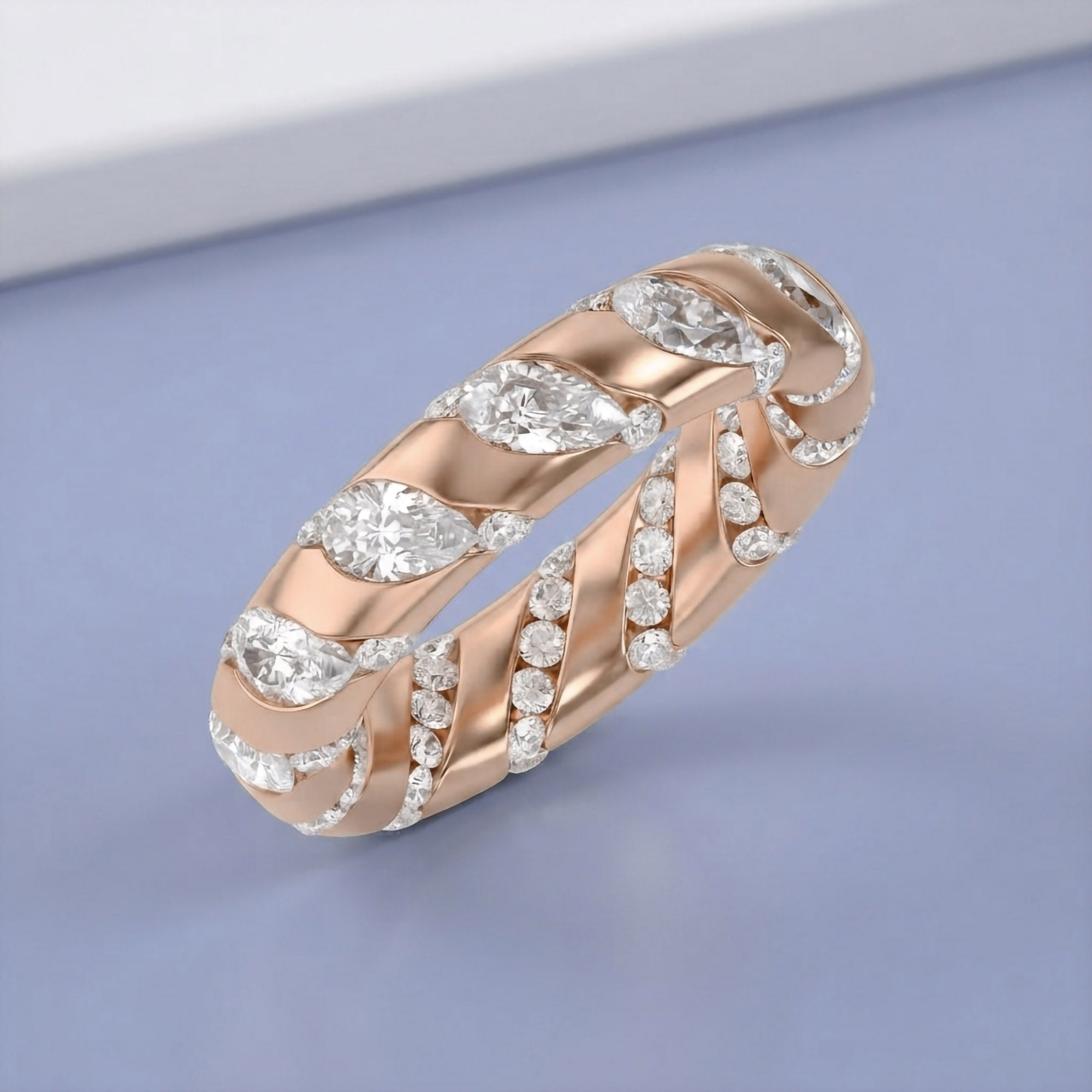 2.90CT Pear & Round Cut Lab Grown Diamond Interwoven Wedding band