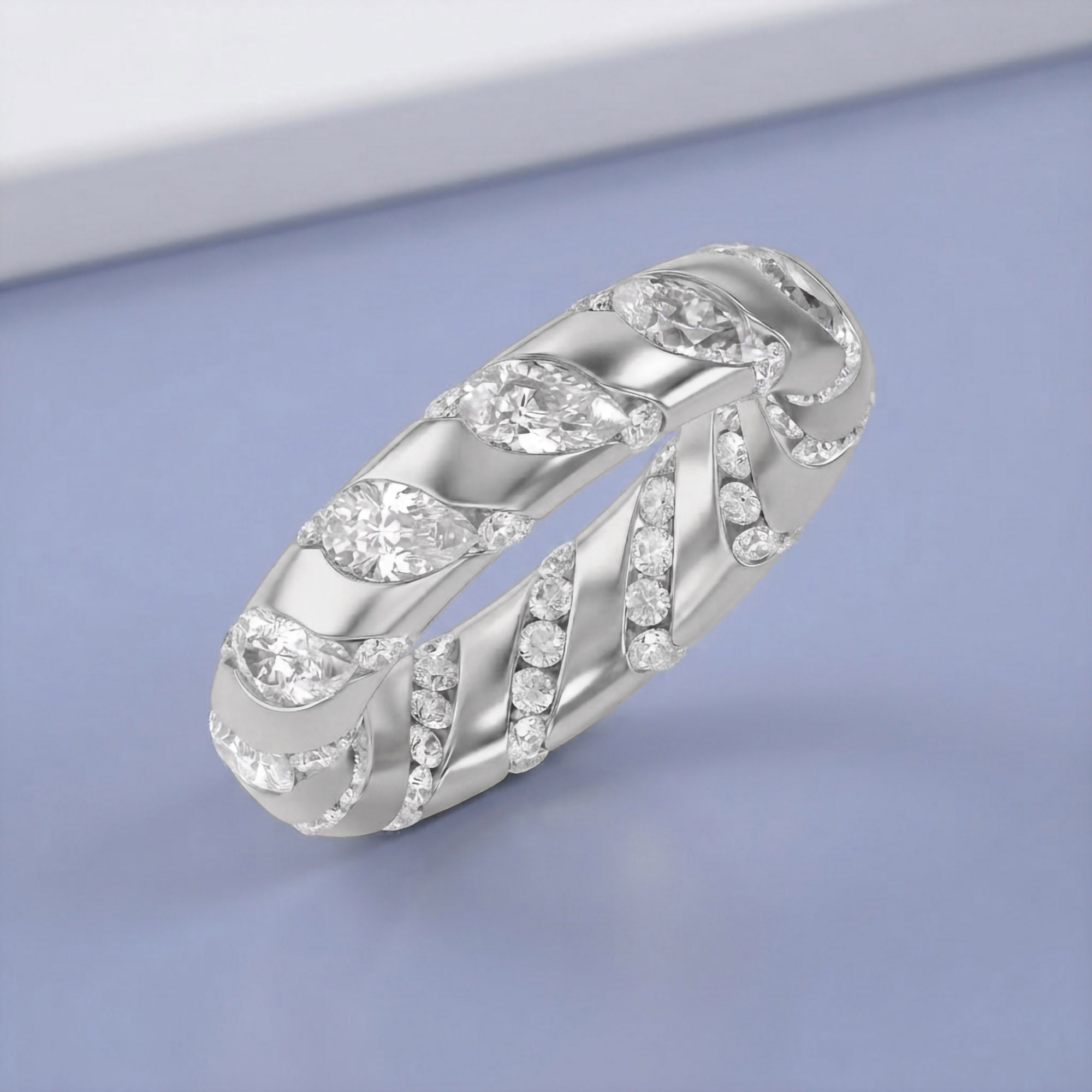 2.90CT Pear & Round Cut Lab Grown Diamond Interwoven Wedding band