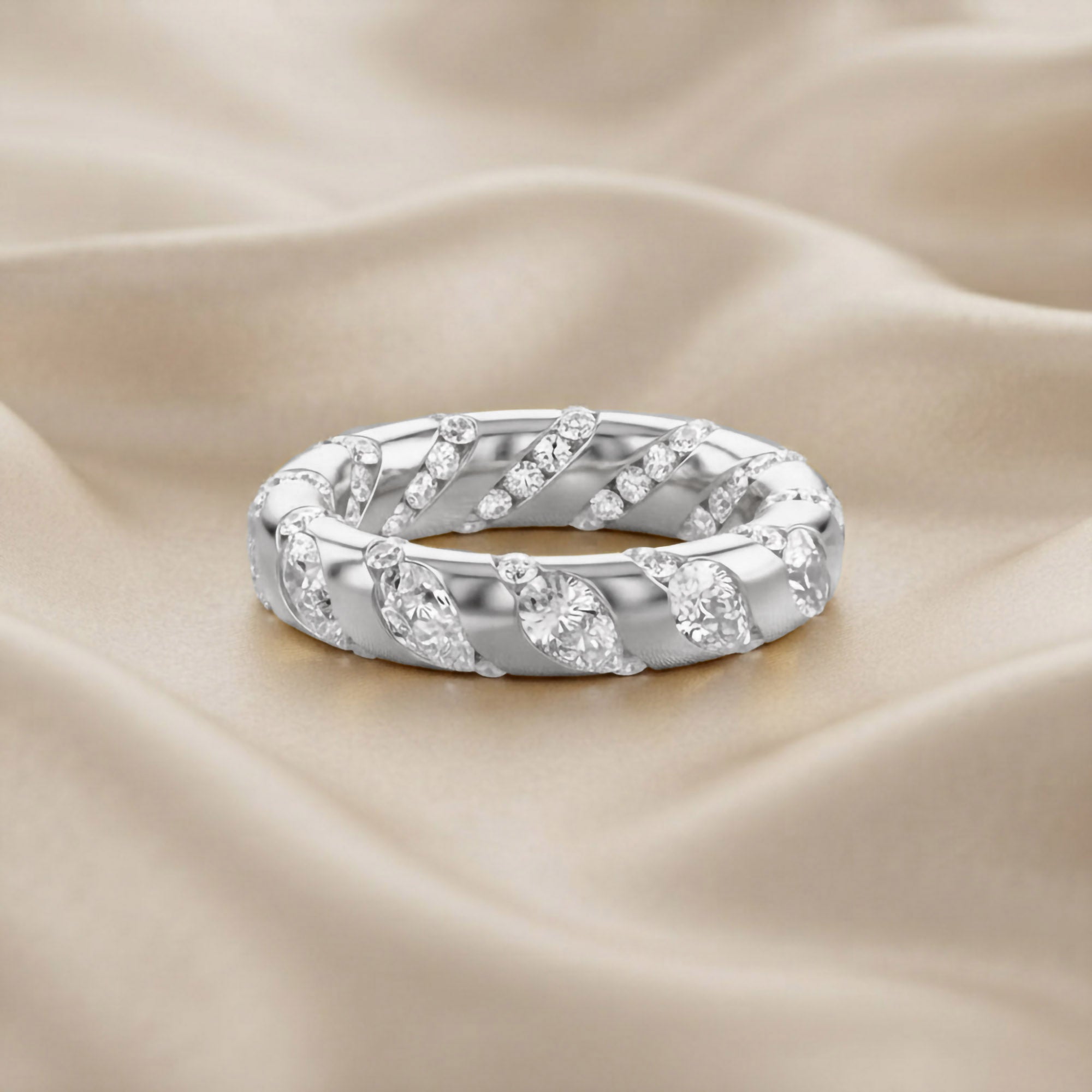 2.90CT Pear & Round Cut Lab Grown Diamond Interwoven Wedding band
